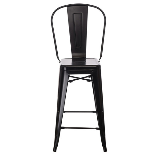 Bar Stool with Backrest Paris Back, black