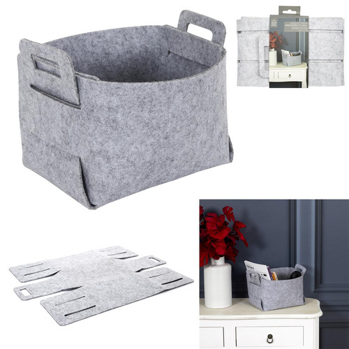 Felt Box Basket Size S, folding, grey