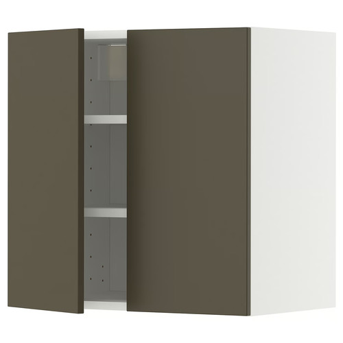 METOD Wall cabinet with shelves/2 doors, white/Havstorp brown-beige, 60x60 cm
