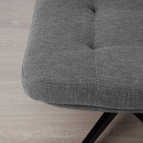 HAVBERG Armchair and footstool, Lejde grey/black