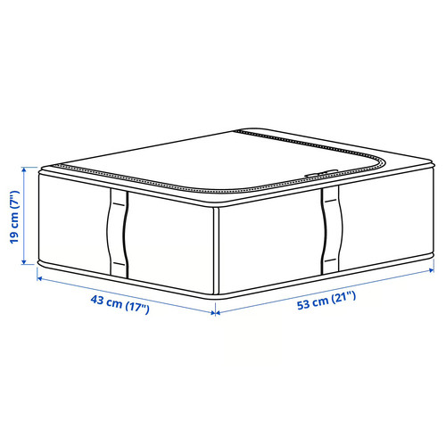 PURRPINGLA Storage case, textile/beige, 43x53x19 cm