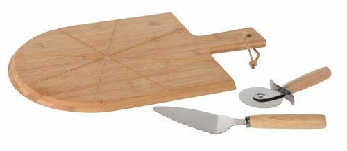 Bamboo Pizza Serving & Cutting Set, 3 pieces