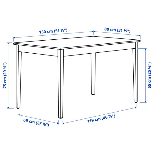 NÄSINGE / NÄSINGE Table and 4 chairs, white/white Tibbleby beige-grey, 130x80 cm