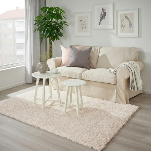 VOLLERSLEV Rug, high pile, white, 133x195 cm