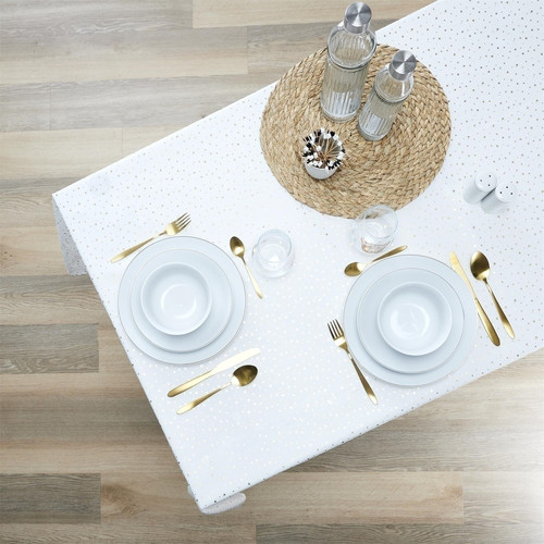 Tablecloth Star Dore 140x250cm, white/gold