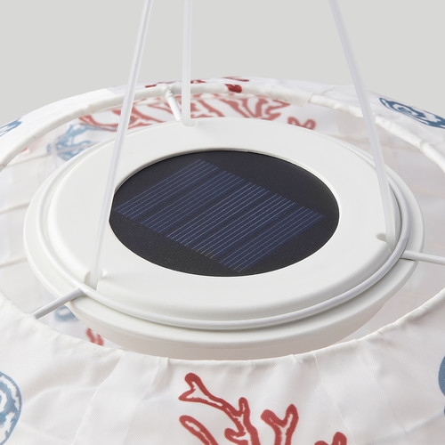SOLVINDEN LED solar-powered pendant lamp, outdoor oval/coral pattern, 60 cm