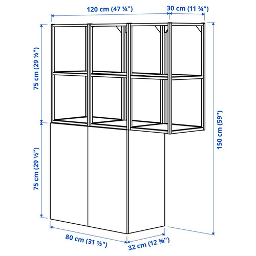 ENHET Storage combination, white/oak effect, 120x32x150 cm