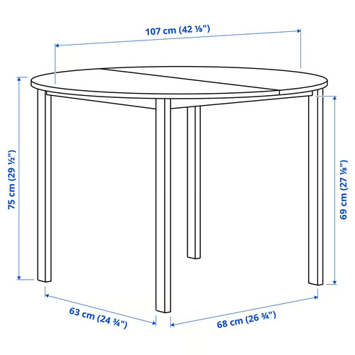 VIHALS Table, white/white, 107 cm