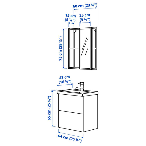 ENHET Bathroom, white, 64x43x65 cm