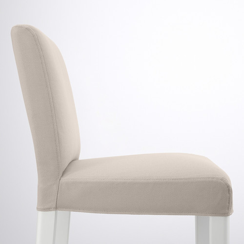 BERGMUND Bar stool with backrest, white, Hallarp beige, 62 cm