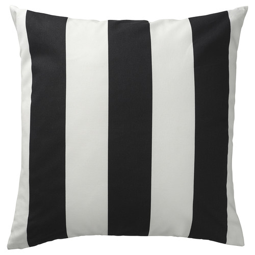 SLÅNHÖSTMAL Cushion cover, black white/stripe pattern, 50x50 cm