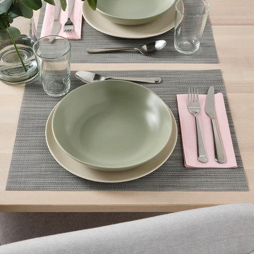 FÄRGKLAR Deep plate/bowl, matte green, 23 cm, 4 pack