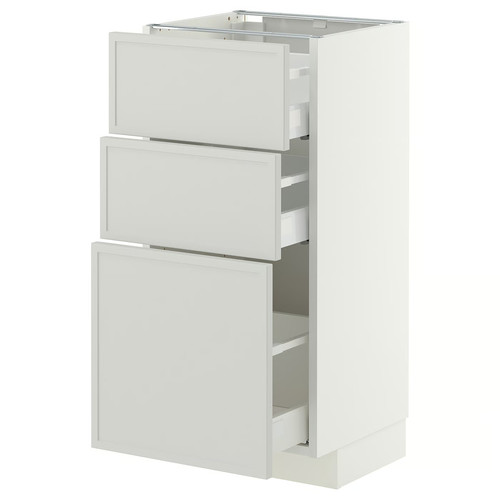 METOD/MAXIMERA Base cabinet with 3 drawers, white/Aspudden light grey, 40x37 cm