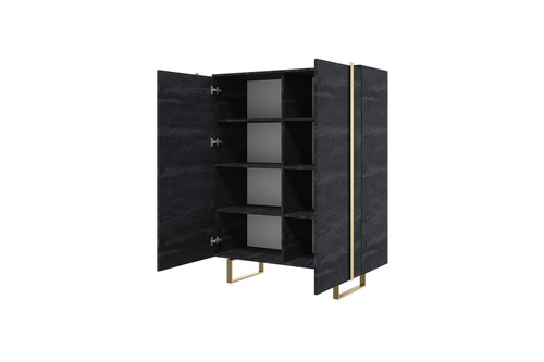 Two-Door Cabinet Verica 120 cm, charcoal/gold legs