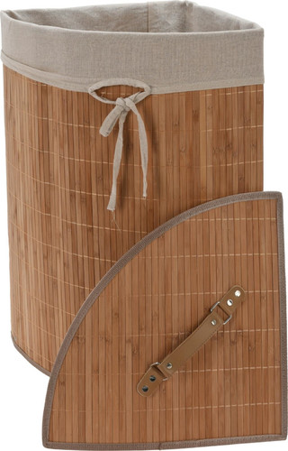 Corner Laundry Basket, bamboo, natural, dark