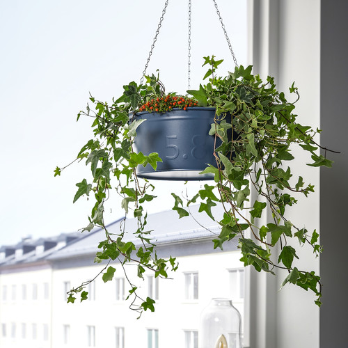 ÅKERBÄR Hanging planter, in/outdoor dark blue, 27 cm