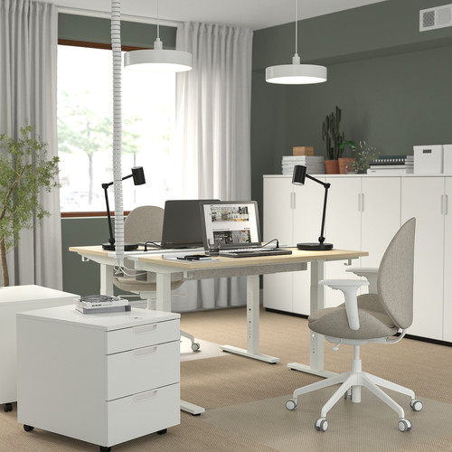MITTZON Desk, birch veneer/white, 120x60 cm