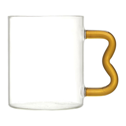 Glass Mug Borosilicate 350ml, yellow