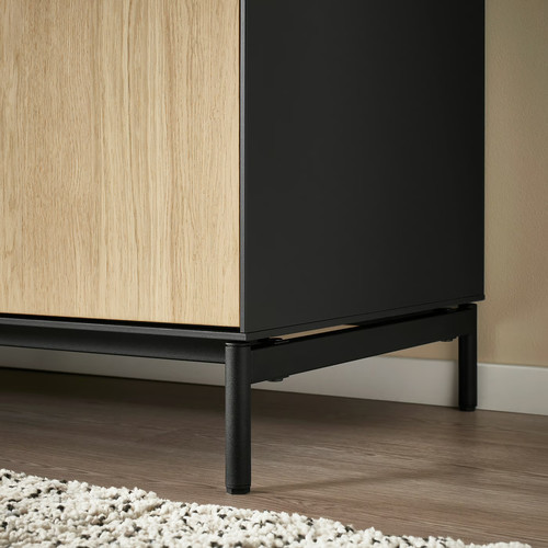 BOASTAD Sideboard, black/oak veneer, 161x75 cm
