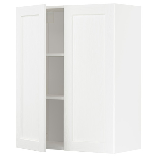METOD Wall cabinet with shelves/2 doors, white Enköping/white wood effect, 80x100 cm
