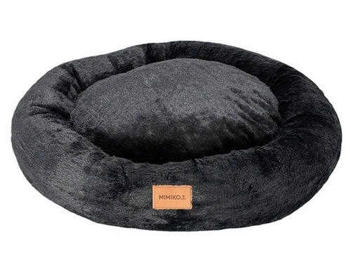 MIMIKO Pets Dog Bed Lair Shaggy Round XL 75cm, black