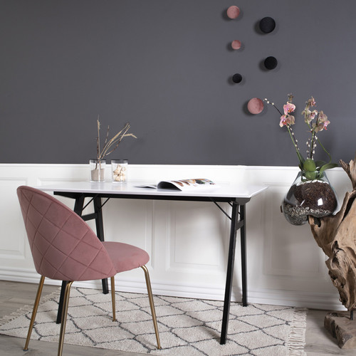 Velvet Dining Chair with Metal Legs, pink/gold