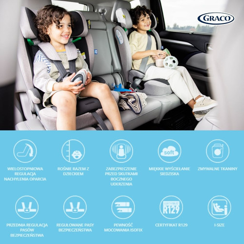 Graco Energi i-Size R129 2-in-1 Car Seat with ISOFIX and Top Tether, meteor