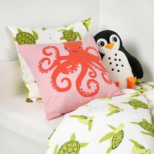 BLÅVINGAD Cushion cover, octopus pattern/pink, 50x50 cm