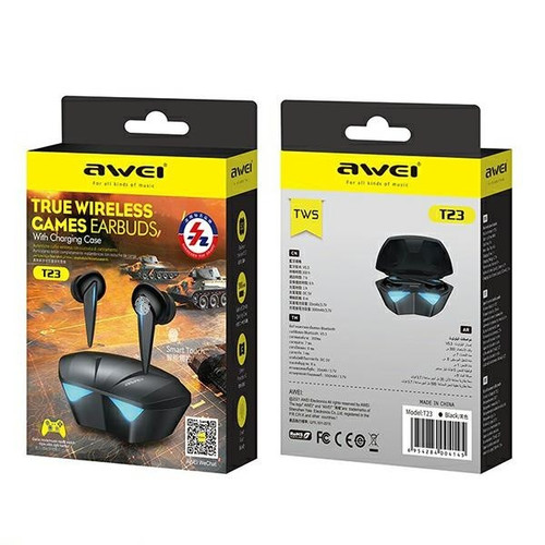 AWEI Bluetooth Headphones Earphones 5.0 TWS Gaming T23, black