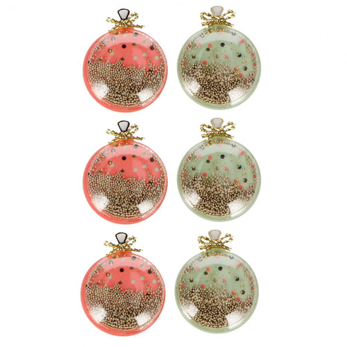Metallic Christmas Bauble Stickers, 6 pcs