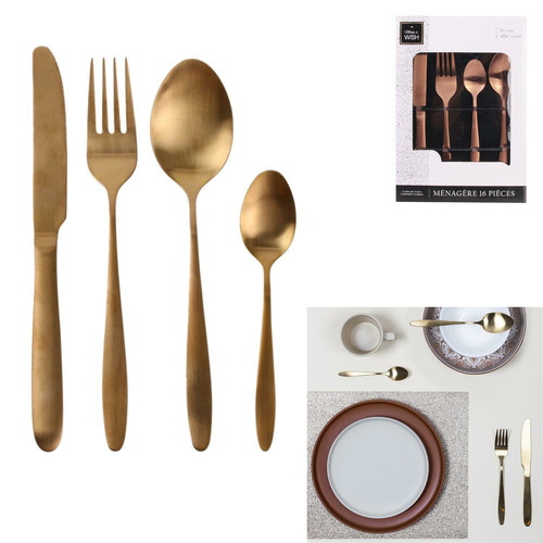 Cutlery Set Charbon 16pcs, copper