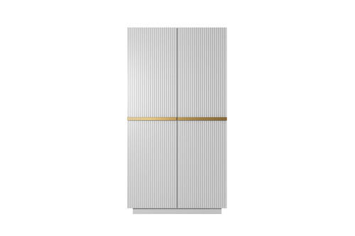 Wardrobe Nicole with Drawer Unit 100 cm, matt white, gold handles