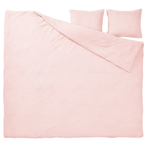 SCHERSMIN Duvet cover and 2 pillowcases, pale pink, 200x200/50x60 cm