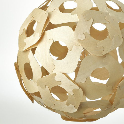 ÖDLEBLAD Pendant lamp shade, birch veneer, 48 cm