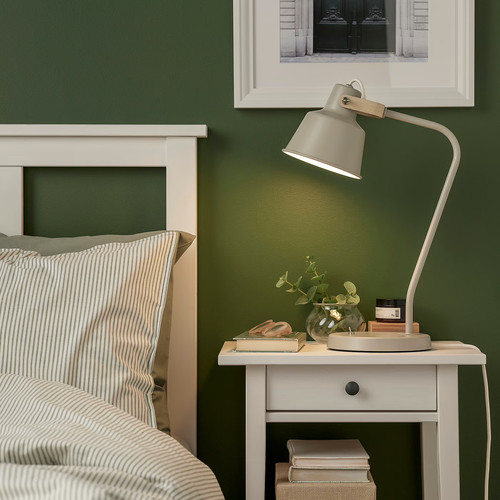 SJÖMAKT Desk lamp, beige/ash