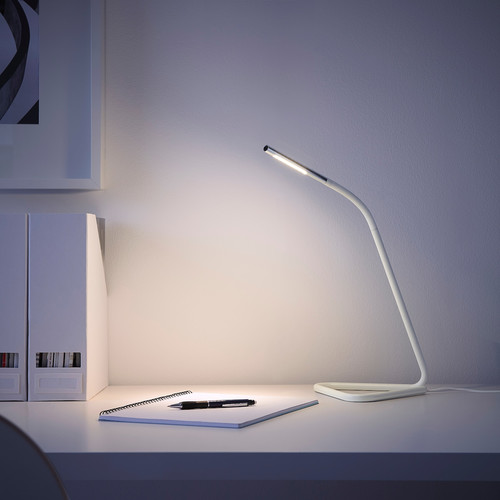 HÅRTE LED work lamp, white/silver-colour