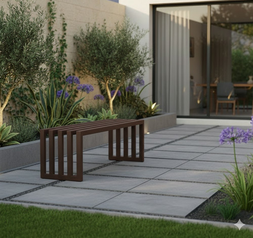 Architectural Modern Garden Bench 140cm, brown