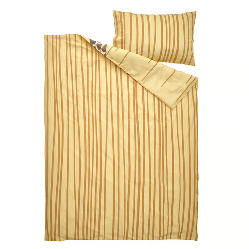 SANDLÖPARE Duvet cover and pillowcase, yellow/savannah, 150x200/50x60 cm
