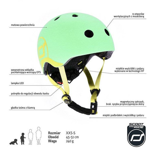 SCOOTANDRIDE XXS-S Helmet for Children 1-5 years, Kiwi