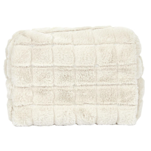 Cosmetic Bag, faux fur, cream