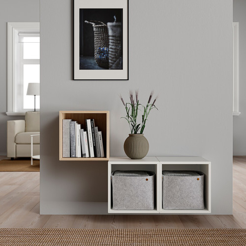 EKET Wall-mounted cabinet combination, white stained oak effect/white, 105x35x70 cm