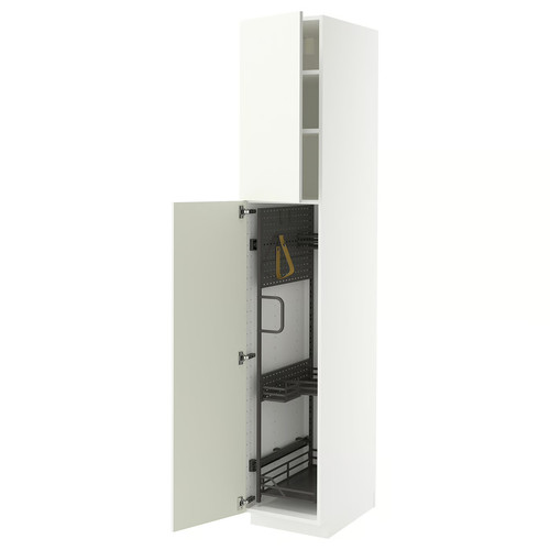 METOD High cabinet with cleaning interior, white/Vallstena white, 40x60x220 cm