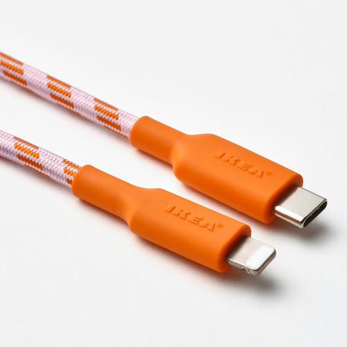 LILLHULT USB-C to lightning, orange/pink, 1.5 m