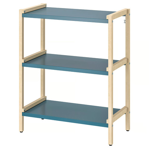EKENABBEN Open shelving unit, aspen/blue, 70x34x86 cm