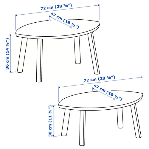 STOCKHOLM Nesting tables, set of 2, walnut veneer, 72x47 cm