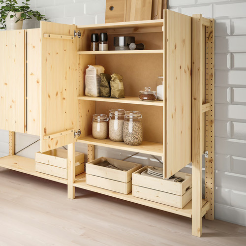 IVAR 2 sections/shelves/cabinet, pine, 174x30x124 cm