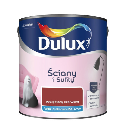 Dulux Walls & Ceilings Matt Latex Paint 2.5l deep red