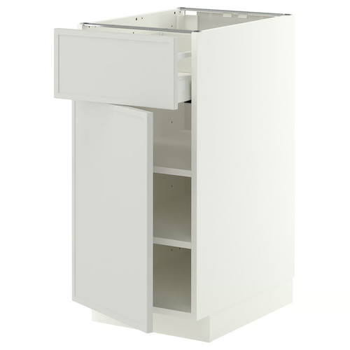 METOD/MAXIMERA Base cabinet with drawer/door, white/Aspudden light grey, 40x60 cm