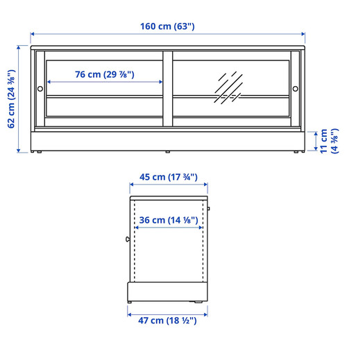 HAVSTA TV bench with plinth, white, 160x47x62 cm