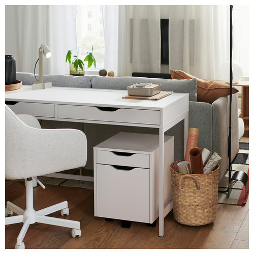 ALEX Drawer unit on castors, white/black, 36x50 cm